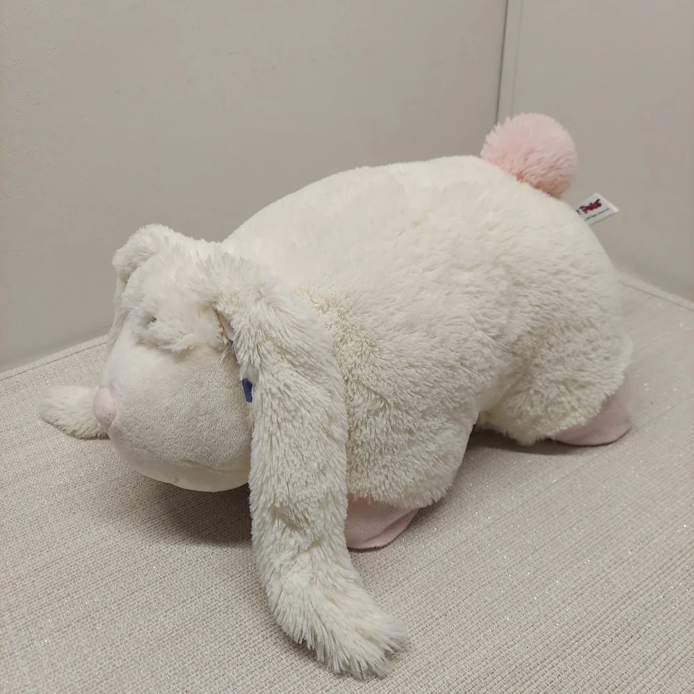 2010 Pillow Pets Bunny Rabbit Plush Cream Pink Polka Dot Ears Stuffed Animal 18